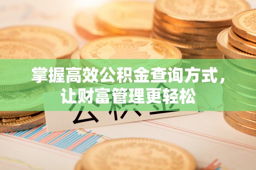 巨野掌握高效公积金查询方式，让财富管理更轻松